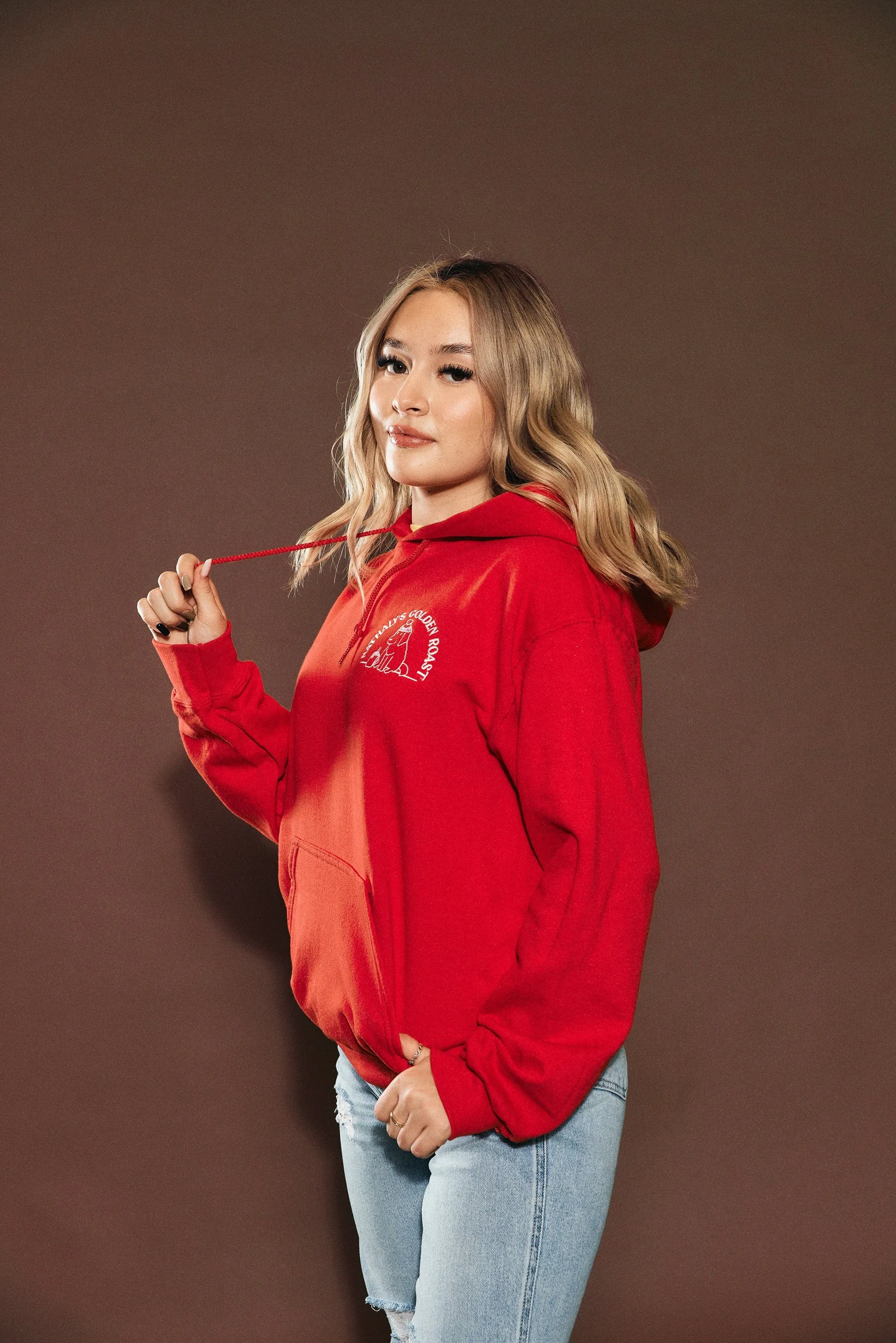 Nathaly Cuevas: Golden Roast Coffee Red Hoodie