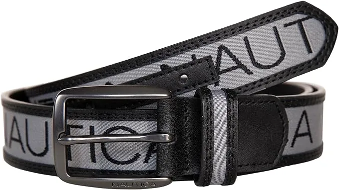 Nautica Men's Bold Fashion and Dress Leather Belt with Metal Buckle