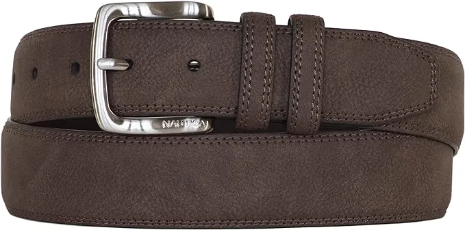 Nautica Men's Casual Padded Bold Fashion and Dress Leather Belt with Metal Buckle