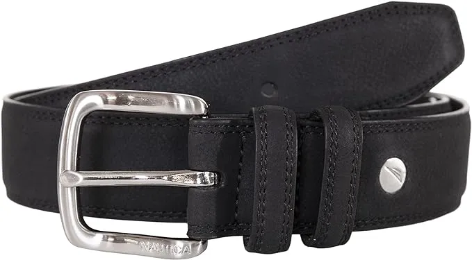 Nautica Men's Casual Padded Bold Fashion and Dress Leather Belt with Metal Buckle