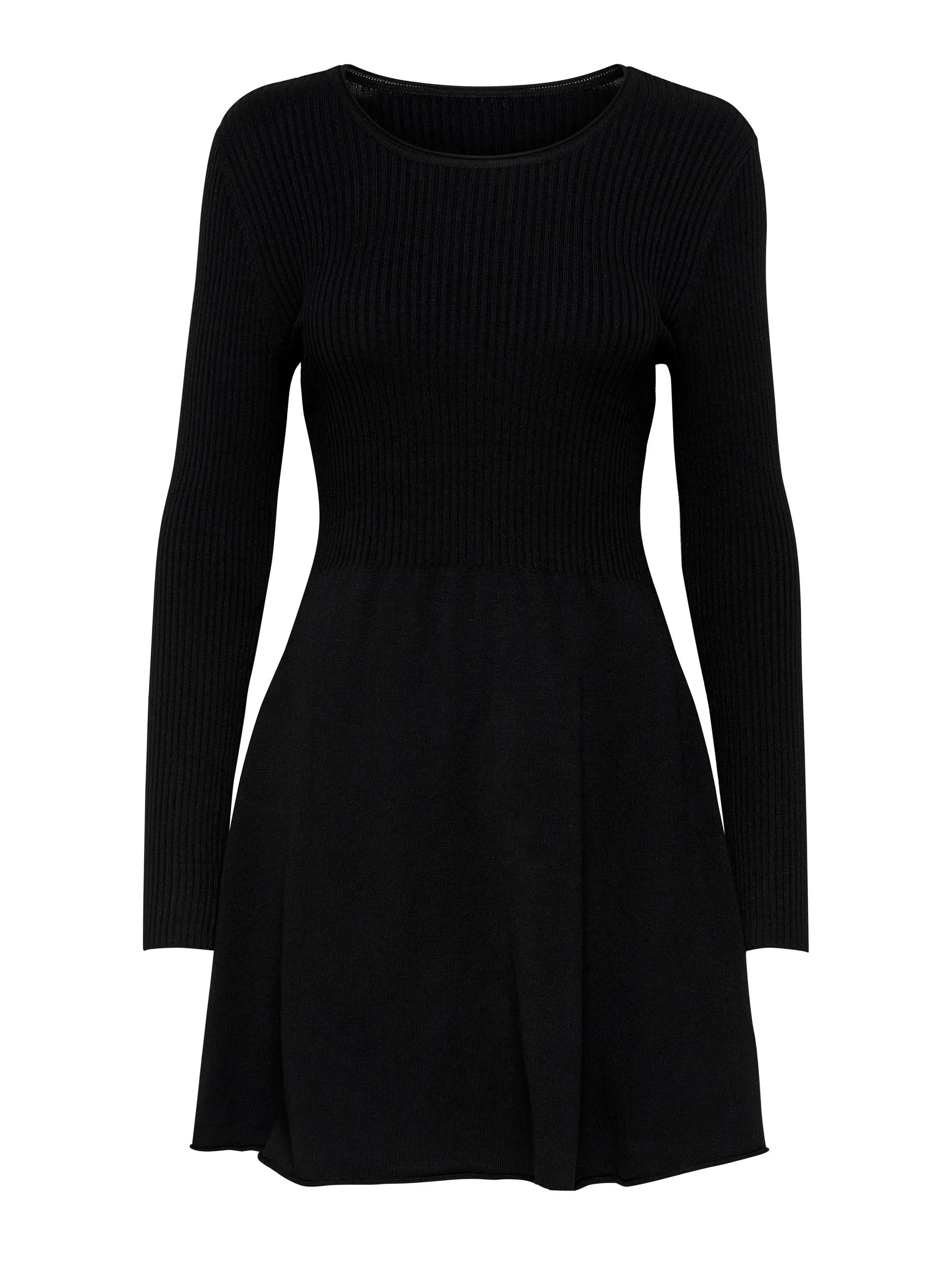 ONLY LONG SLEEVE O-NECK DRESS IN BLACK