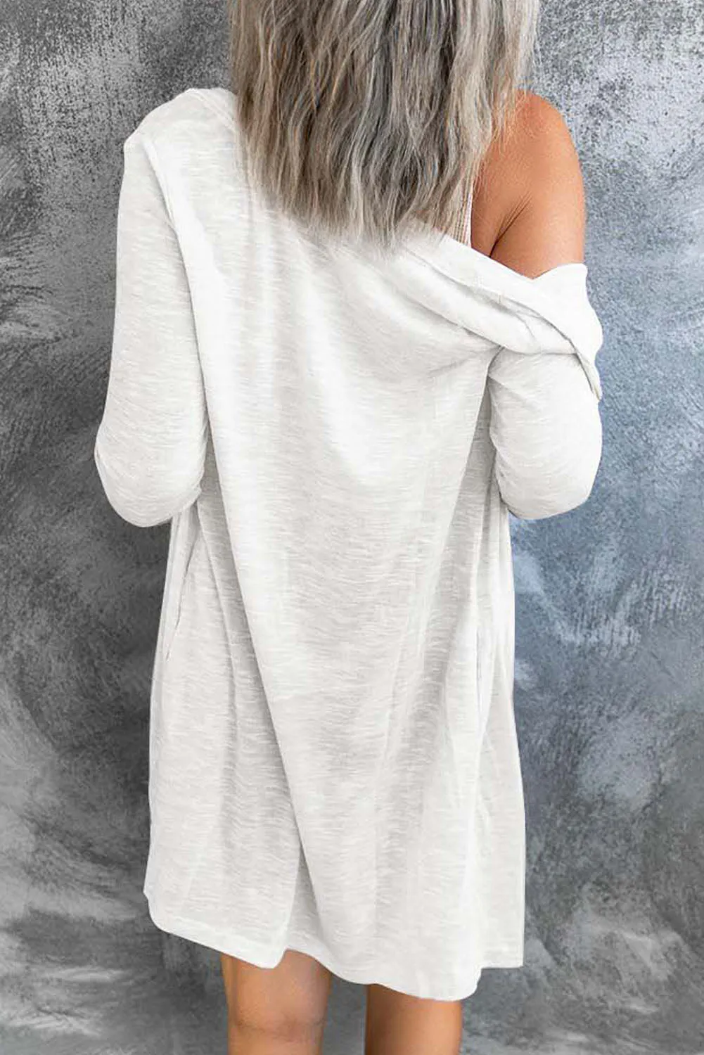 Open-front Buttoned Thigh-high Length Cardigan