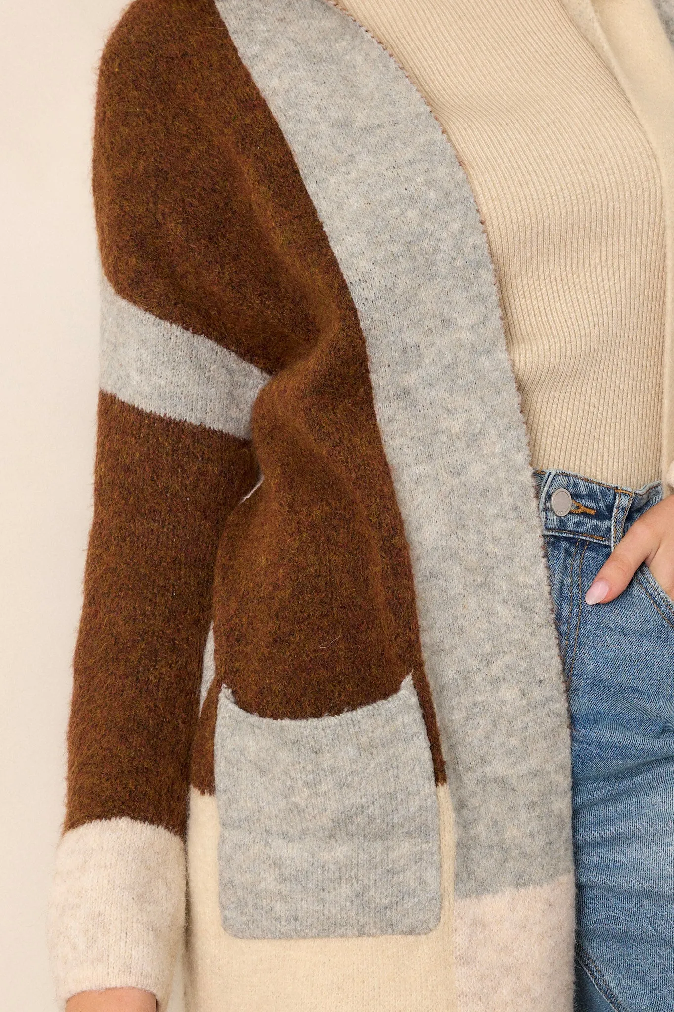 Pieces Of Love Chocolate Colorblock Cardigan