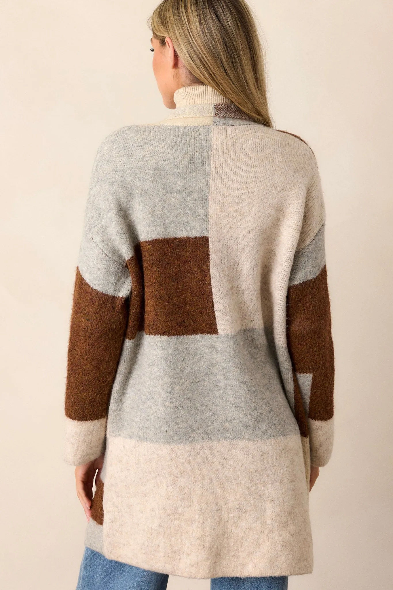 Pieces Of Love Chocolate Colorblock Cardigan