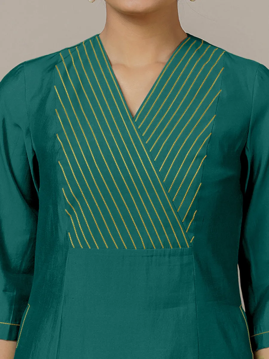 Piya x Rozaana | A Line Kurta in Peacock Green with Thread Work | Coords or Only Kurta