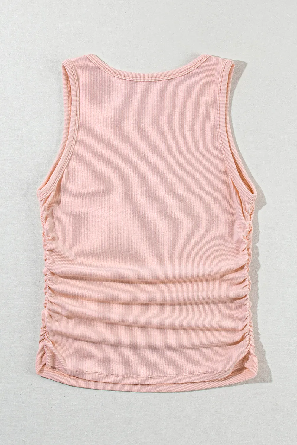 Plain Ruched Side Slim Tank Top