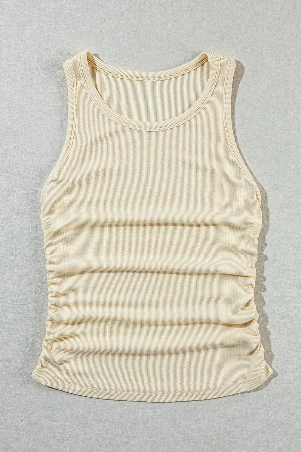 Plain Ruched Side Slim Tank Top