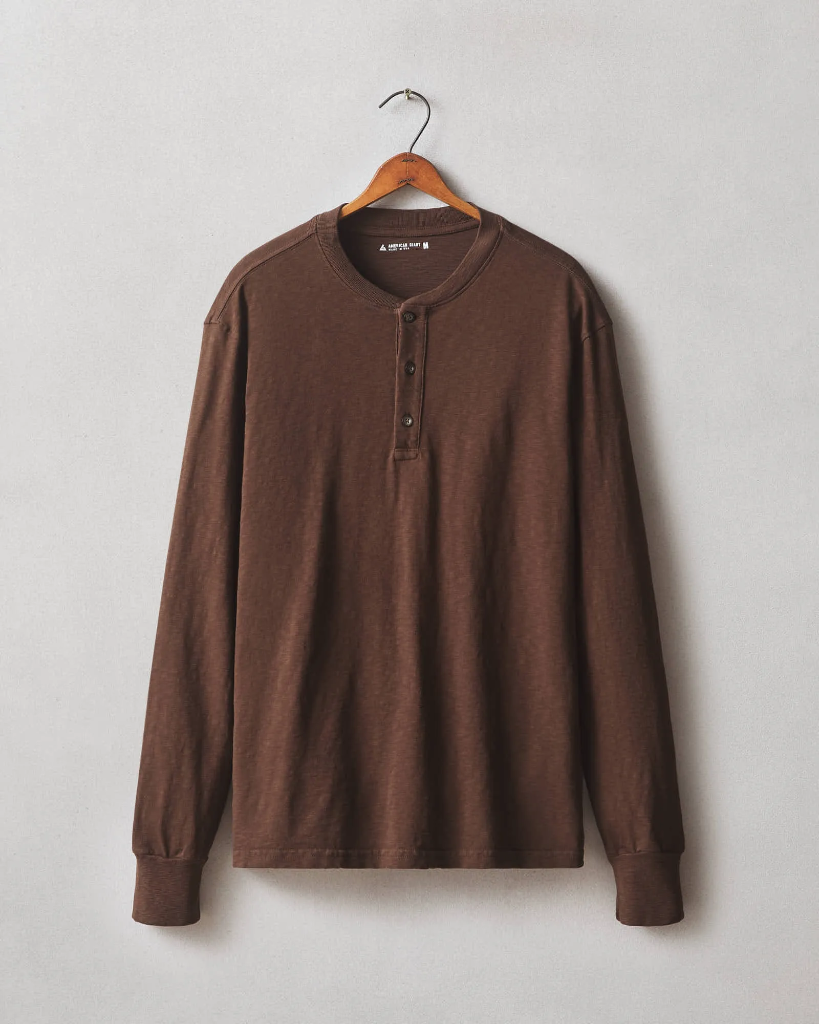 Premium Slub Henley Tee Long Sleeve - Chicory Coffee