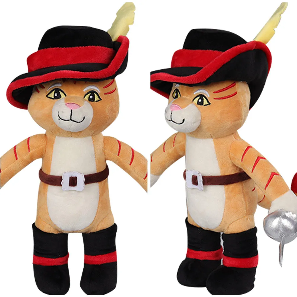 Puss in Boots  Cosplay Plush Toys Cartoon Soft Stuffed Dolls Mascot Birthday Xmas Gift