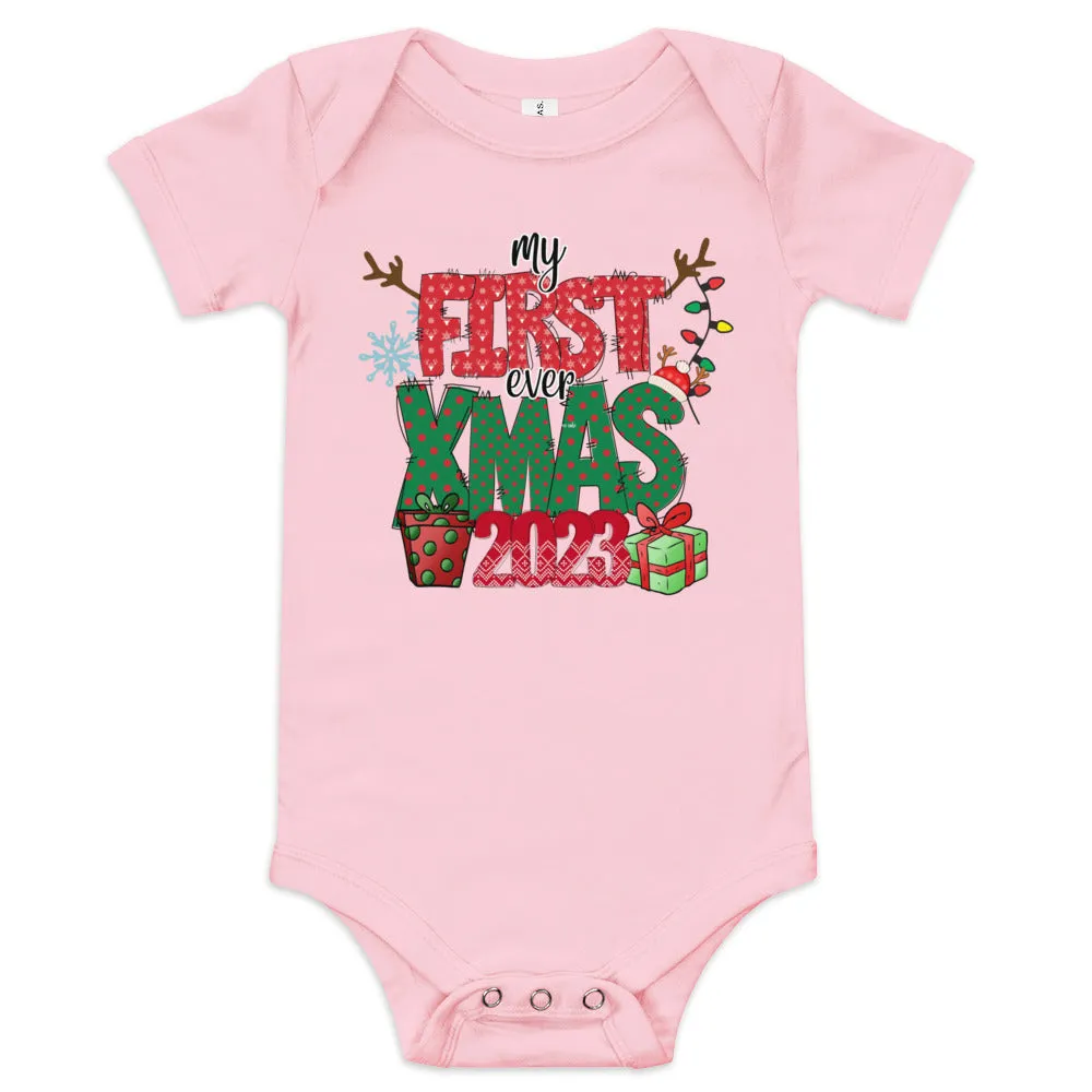 "My First Christmas Ever" Baby short sleeve one piece