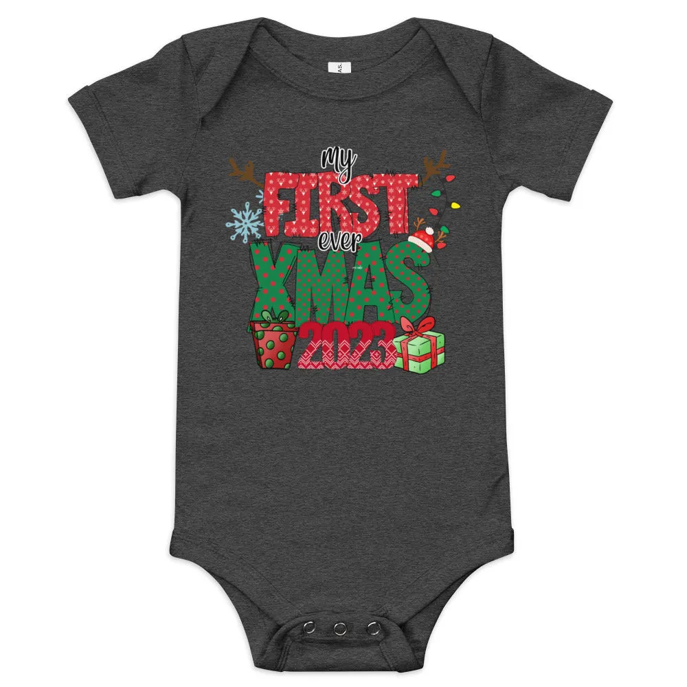 "My First Christmas Ever" Baby short sleeve one piece