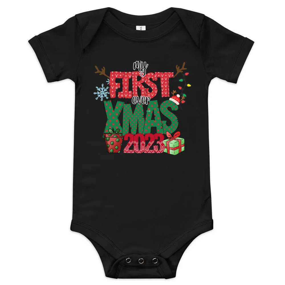 "My First Christmas Ever" Baby short sleeve one piece