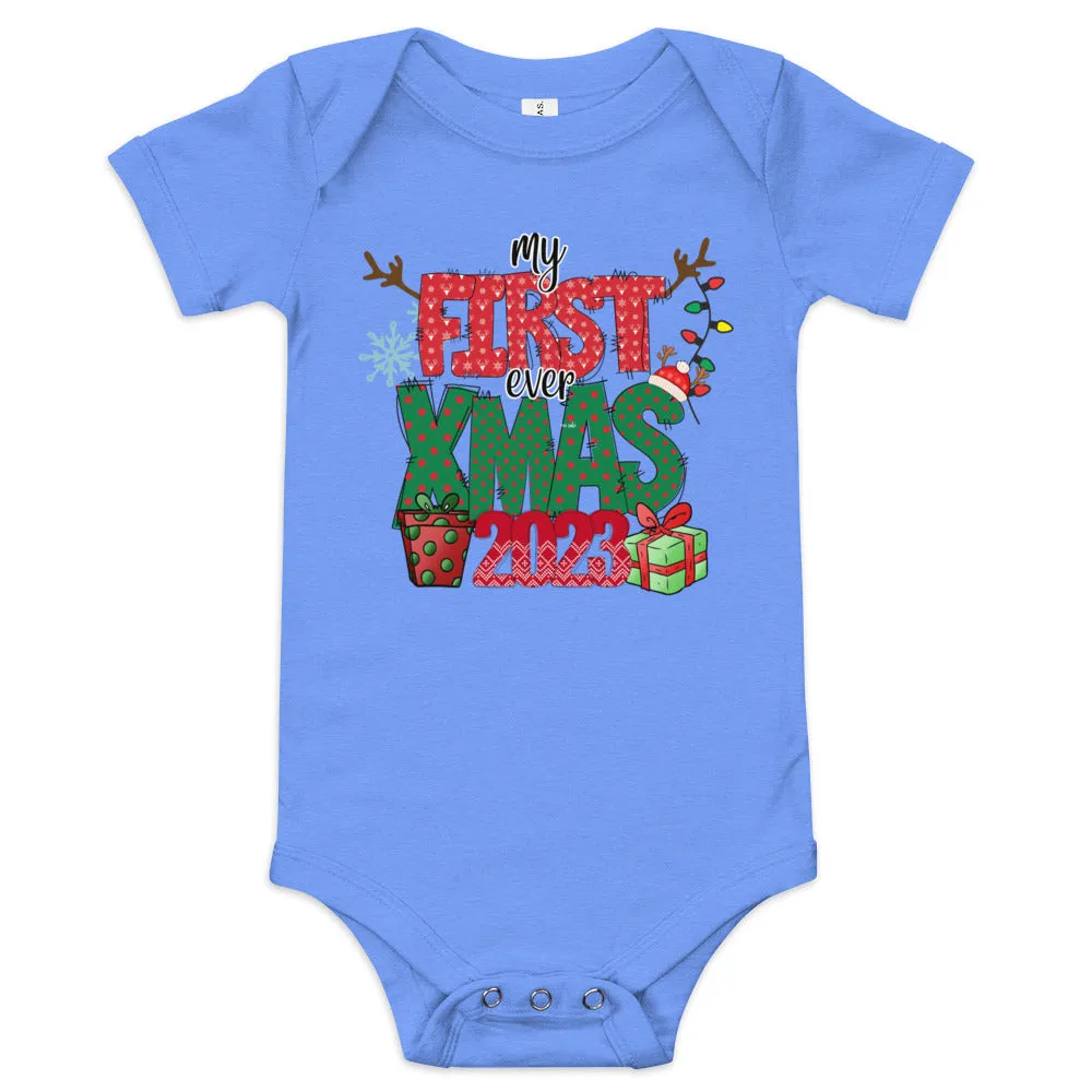 "My First Christmas Ever" Baby short sleeve one piece