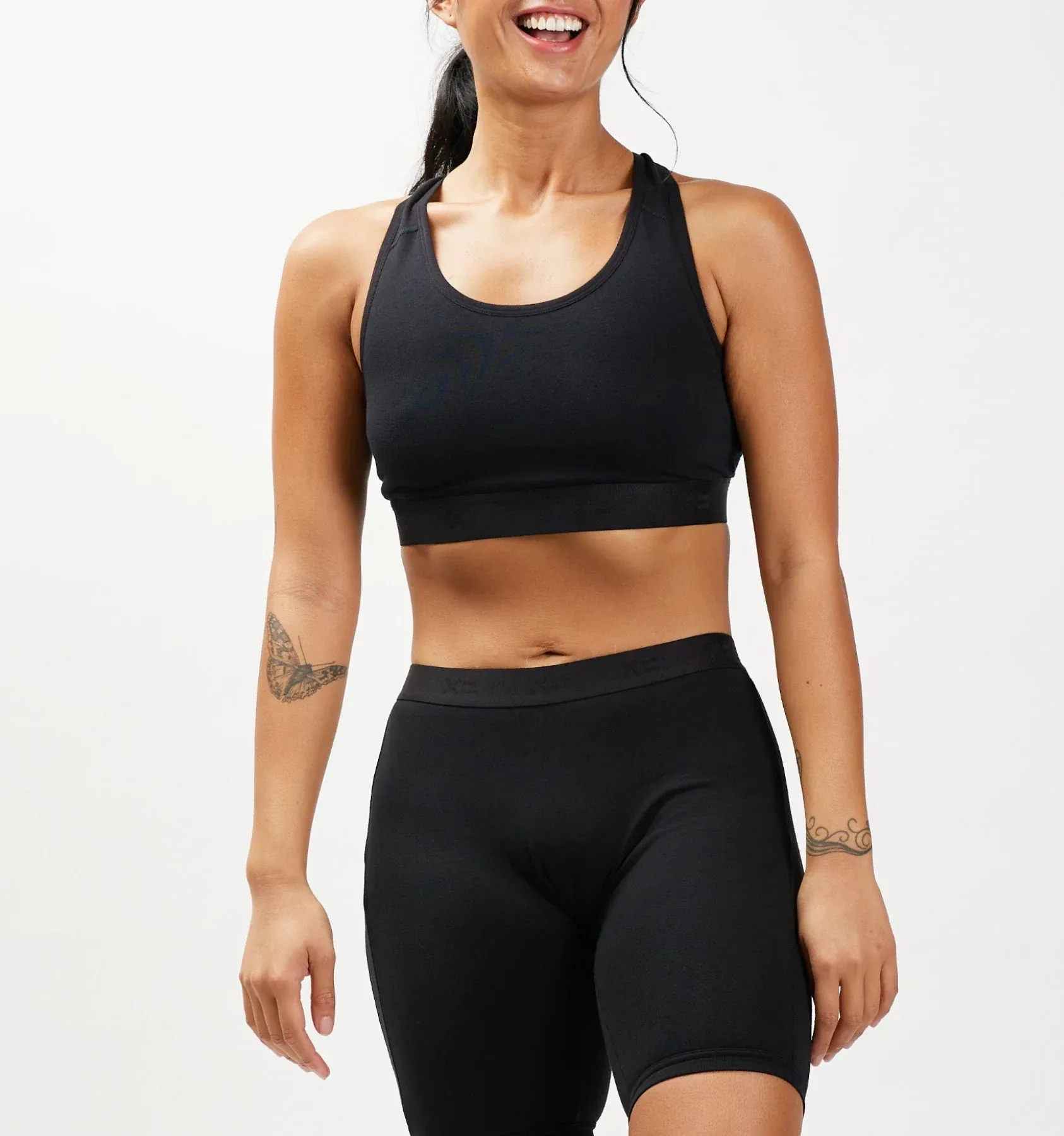 Racerback Soft Bra - Charcoal White Band