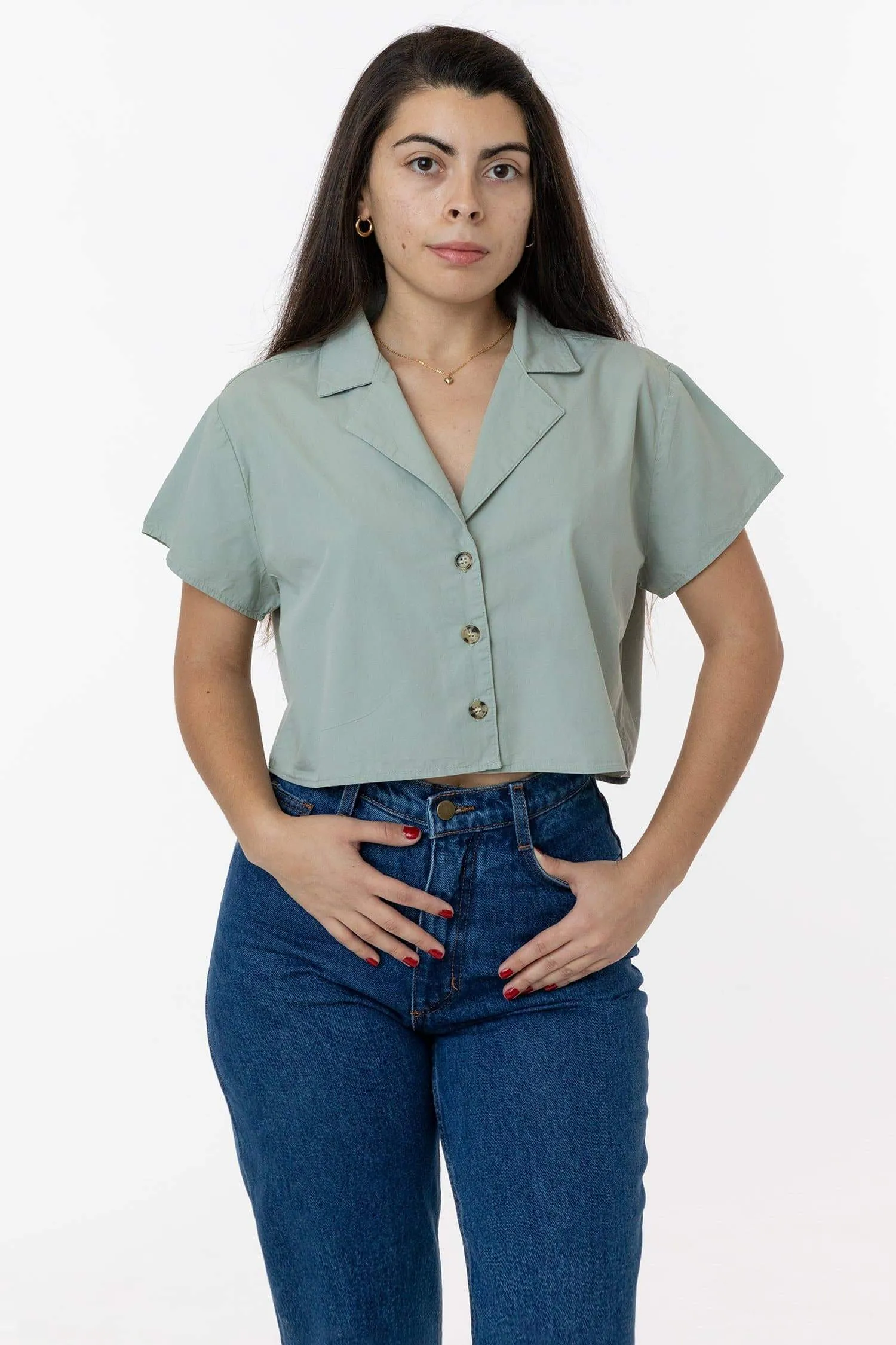 RCP315GD - Boxy Cropped Camp Collar Shirt