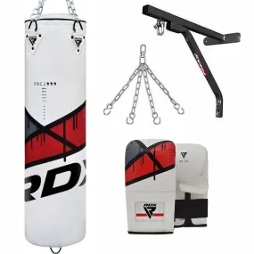 RDX F7 4ft / 5ft 4-in-1 Punch Bag with bag gloves & wall Bracket Set