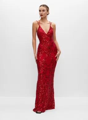 Sequin Strap Detail Gown