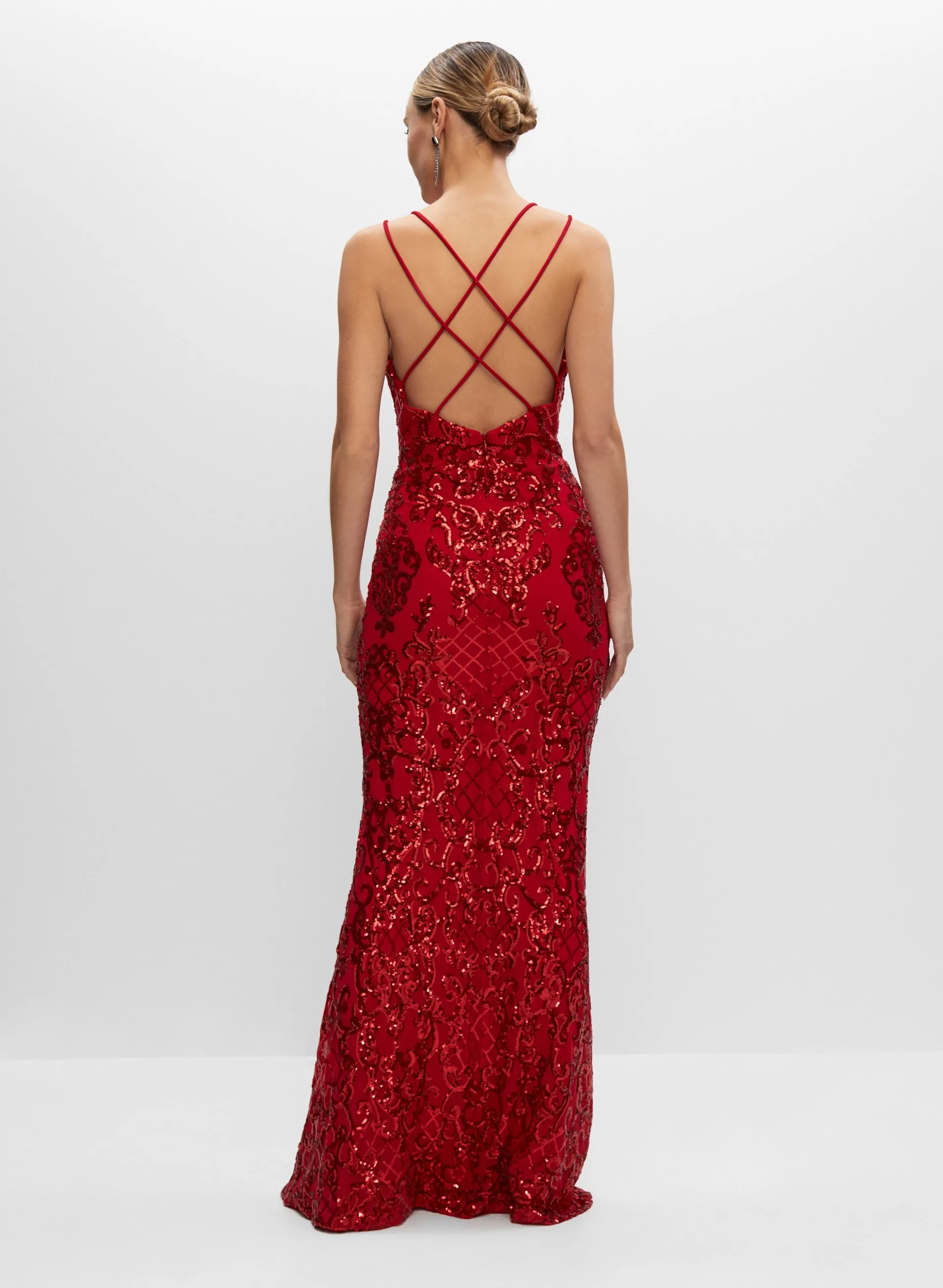 Sequin Strap Detail Gown