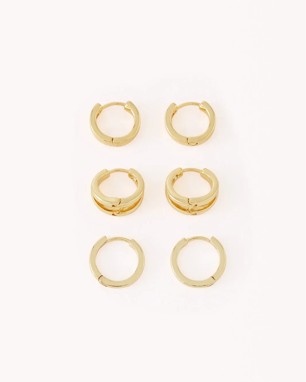 SERENITY EARRING 3 PACK - GOLD PLATED 18K