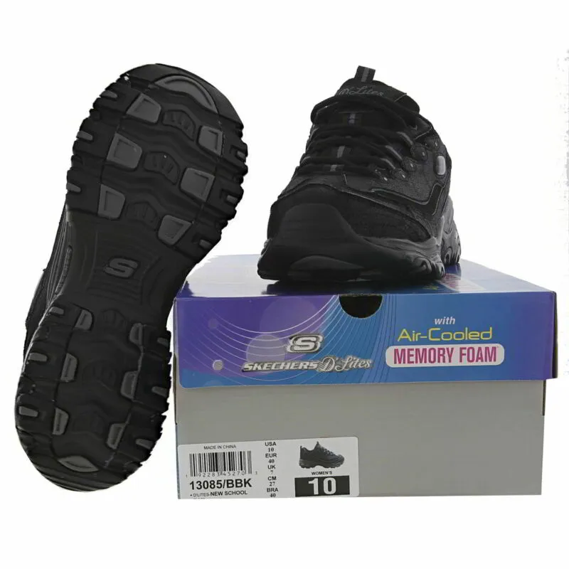 Skechers D Lites Womens Ladies Black Chunky Platform Trainers Shoes UK Sizes 4-8