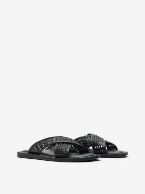 SOLEPLAY Black Criss-Cross Slides