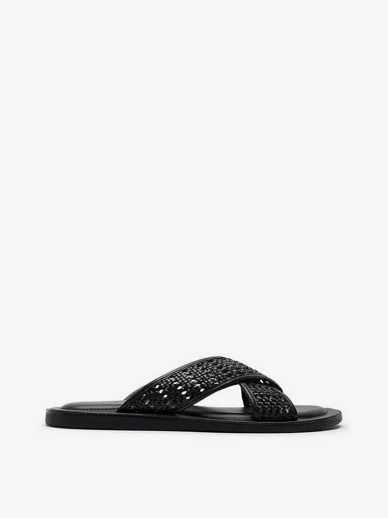 SOLEPLAY Black Criss-Cross Slides