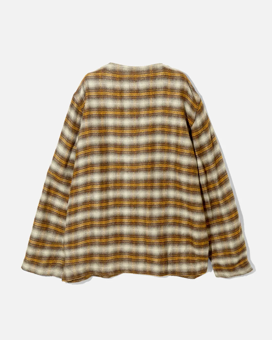 South2 West8 V Neck Jacket - Acrylic Plaid - Yellow / Brown