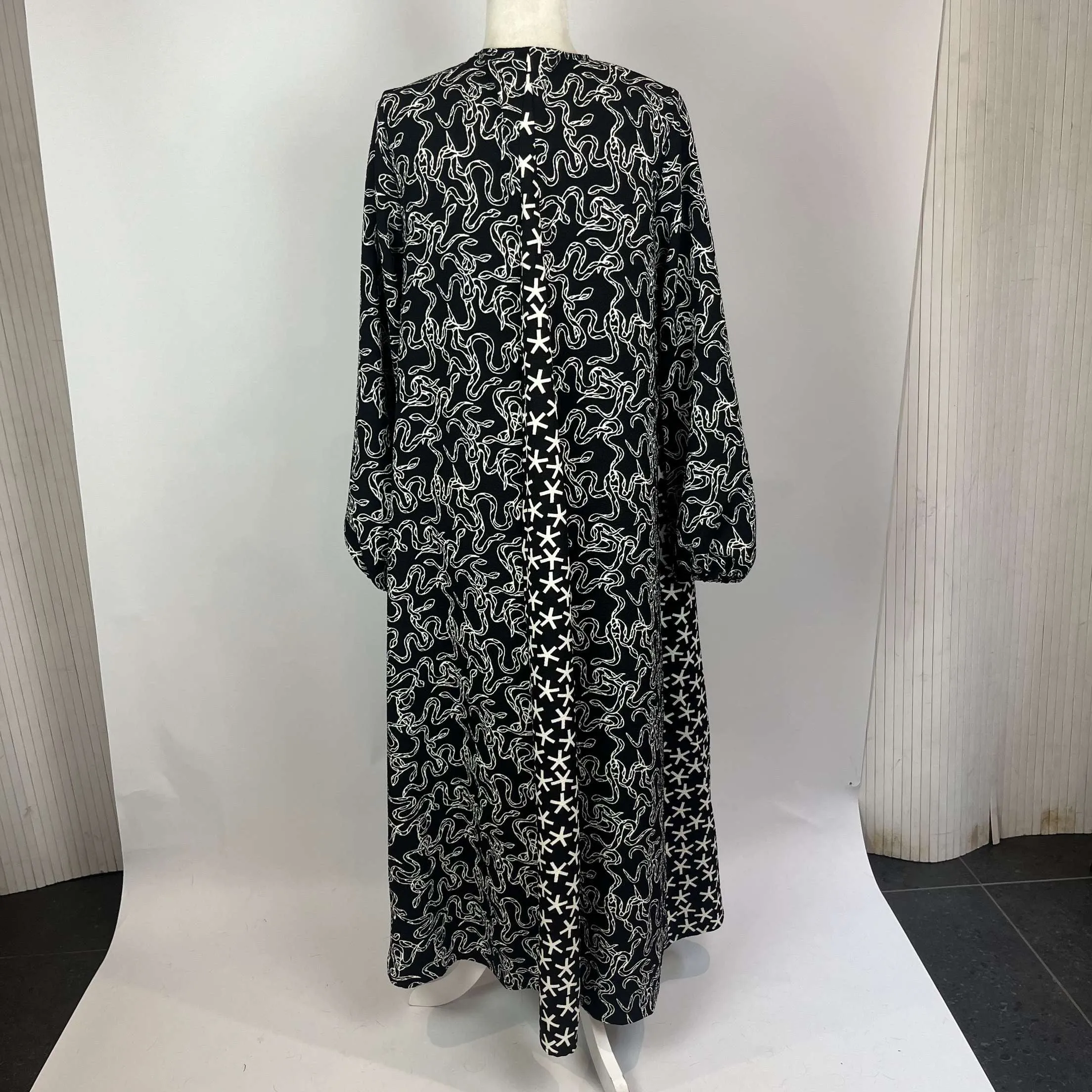 Stine Goya Black & White Snake Print Leila Maxi Dress L