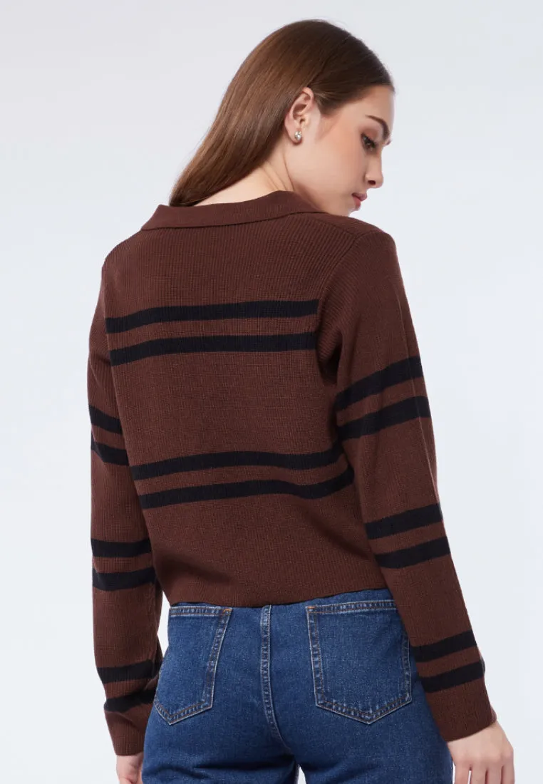 Stripes Crop Polo Sweater