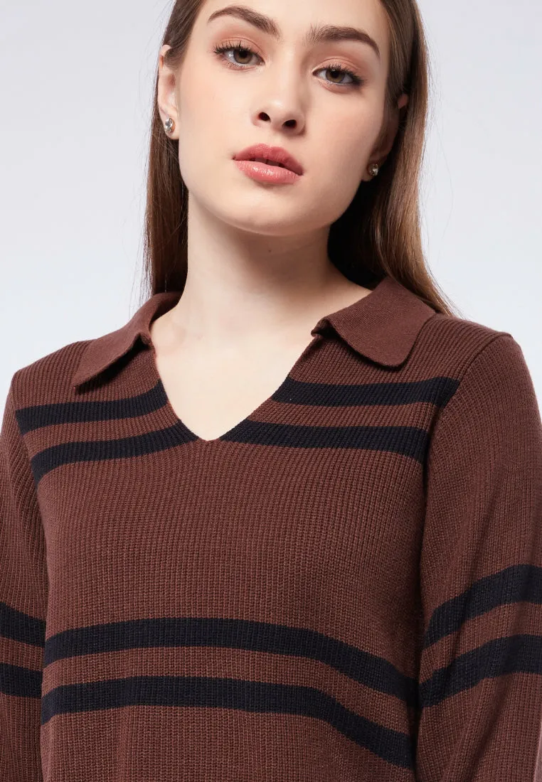 Stripes Crop Polo Sweater