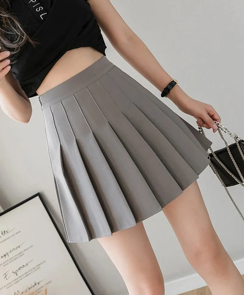 Summer Pleated Mini Skirts Women Streetwear Korean High Waist Black White Tennis Skirt Jk Kawaii Preppy Students A Line Skirts