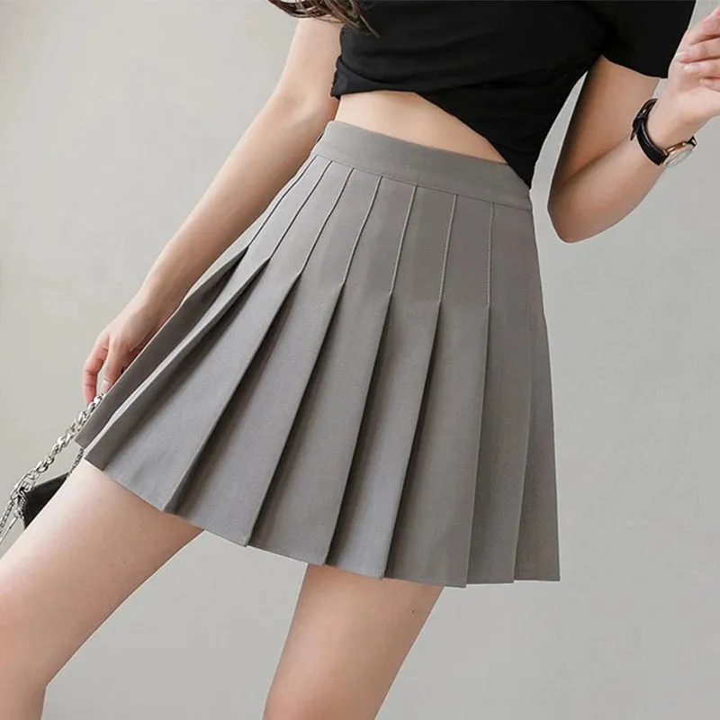 Summer Pleated Mini Skirts Women Streetwear Korean High Waist Black White Tennis Skirt Jk Kawaii Preppy Students A Line Skirts