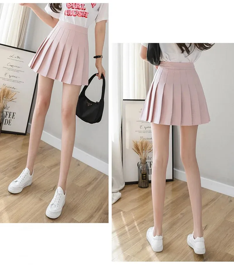 Summer Pleated Mini Skirts Women Streetwear Korean High Waist Black White Tennis Skirt Jk Kawaii Preppy Students A Line Skirts