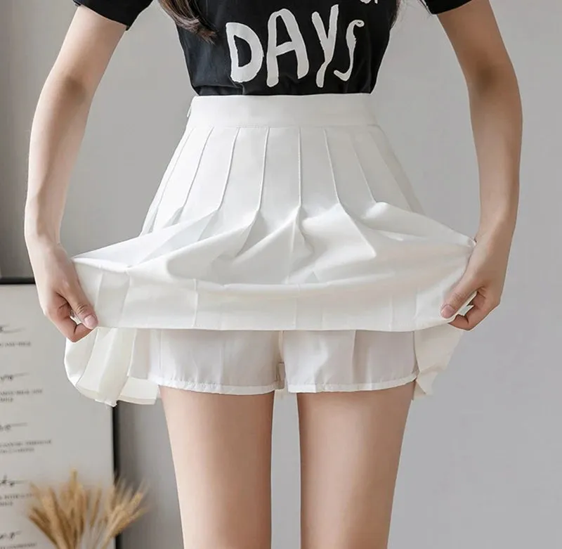 Summer Pleated Mini Skirts Women Streetwear Korean High Waist Black White Tennis Skirt Jk Kawaii Preppy Students A Line Skirts