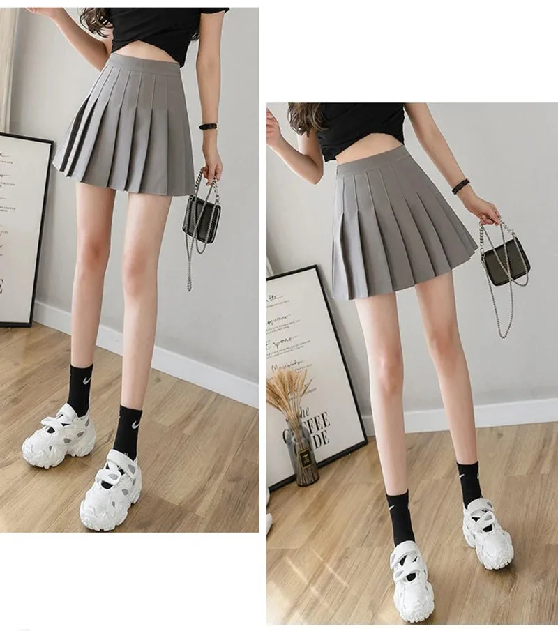 Summer Pleated Mini Skirts Women Streetwear Korean High Waist Black White Tennis Skirt Jk Kawaii Preppy Students A Line Skirts