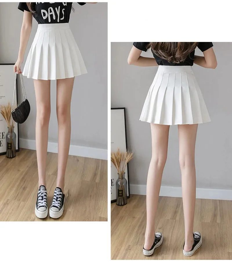 Summer Pleated Mini Skirts Women Streetwear Korean High Waist Black White Tennis Skirt Jk Kawaii Preppy Students A Line Skirts