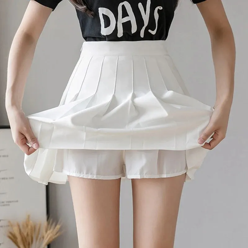 Summer Pleated Mini Skirts Women Streetwear Korean High Waist Black White Tennis Skirt Jk Kawaii Preppy Students A Line Skirts