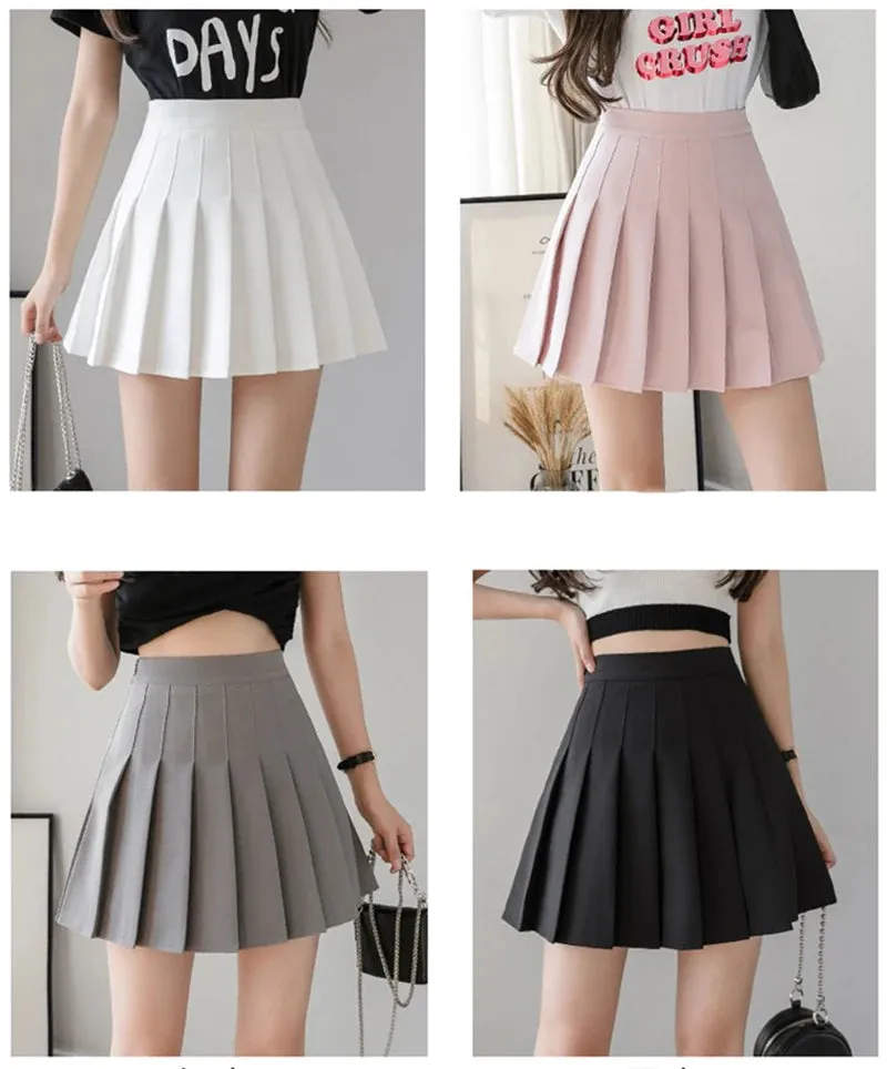 Summer Pleated Mini Skirts Women Streetwear Korean High Waist Black White Tennis Skirt Jk Kawaii Preppy Students A Line Skirts