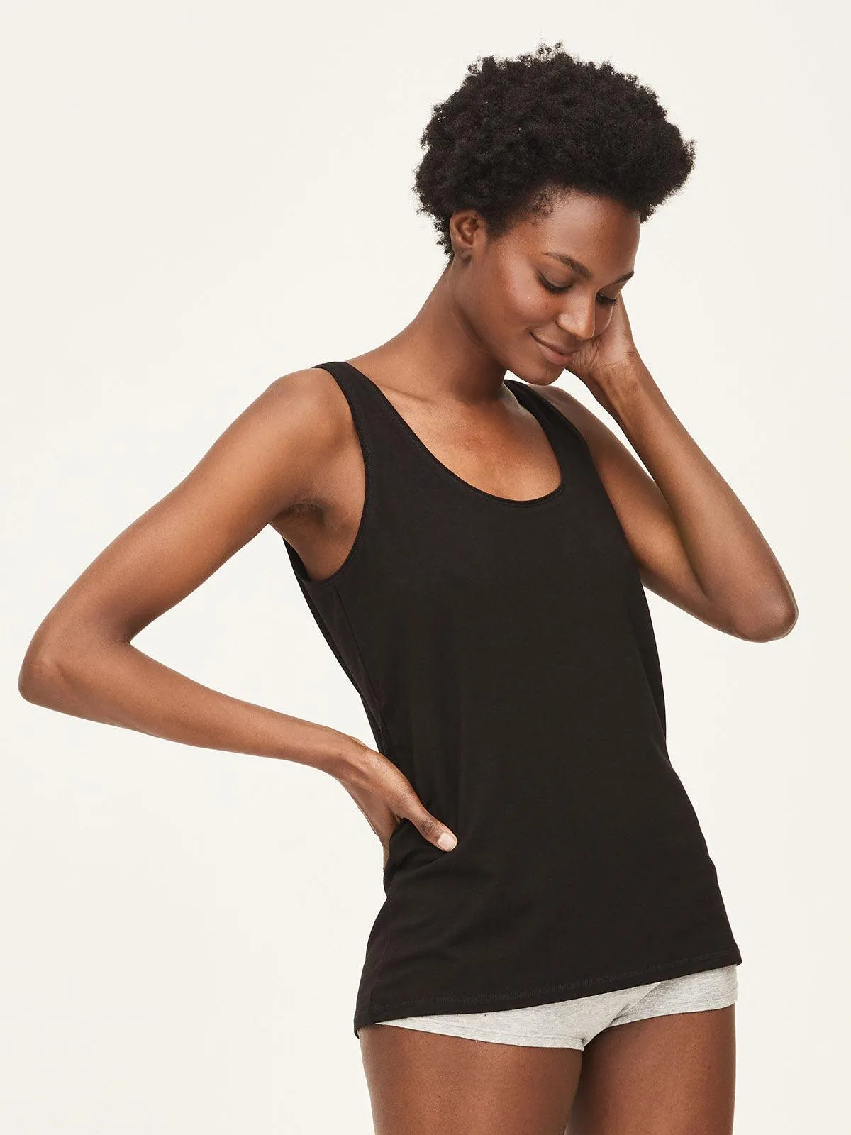 The Bamboo Base Layer Vest Top - Black