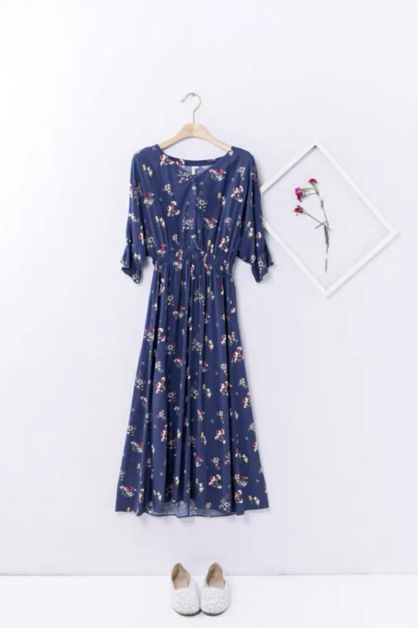 V Neck Floral Print Dress