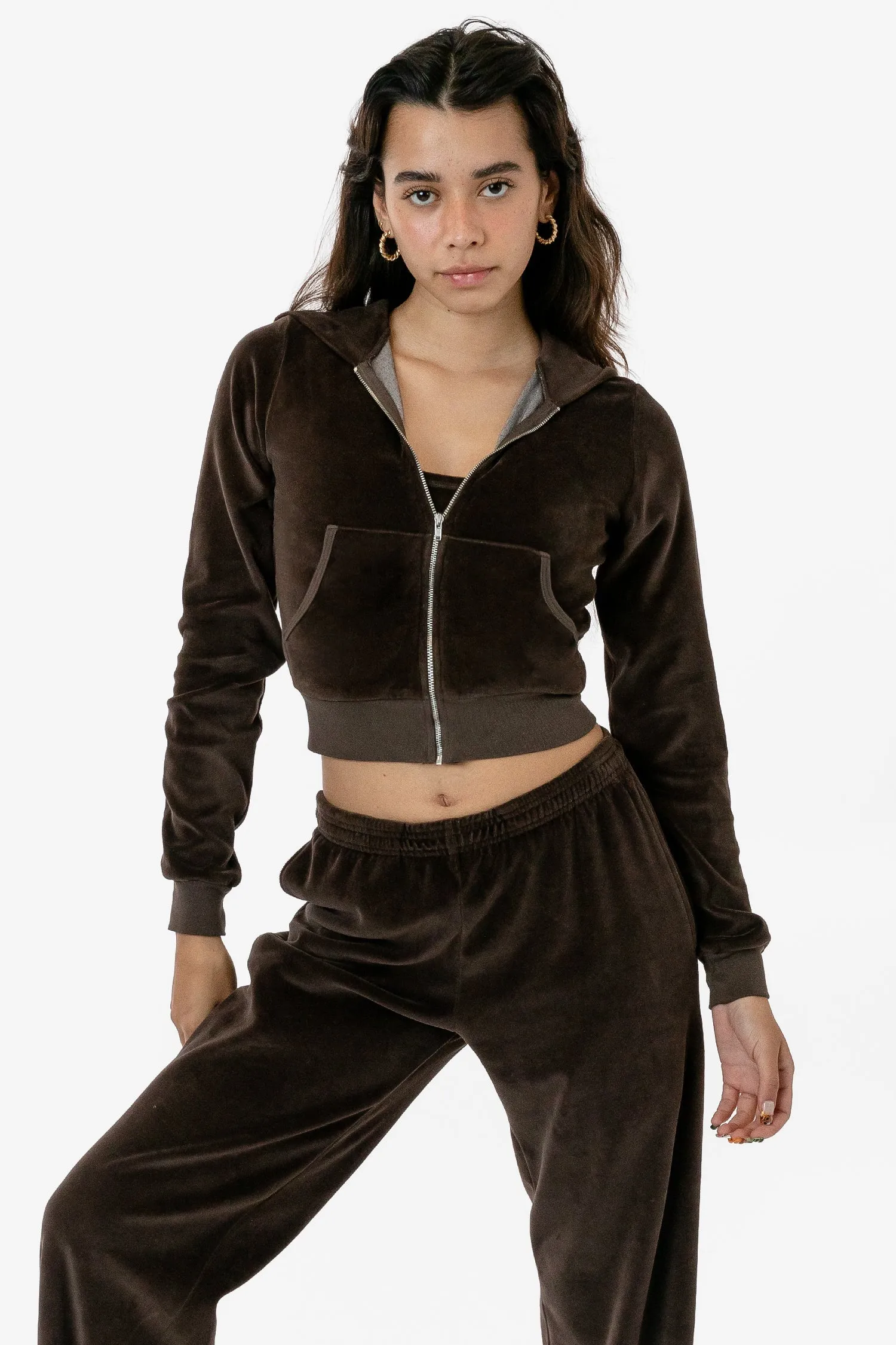 VLR310GD - Garment Dye Velour Mid-Length Zip-Up Hoodie