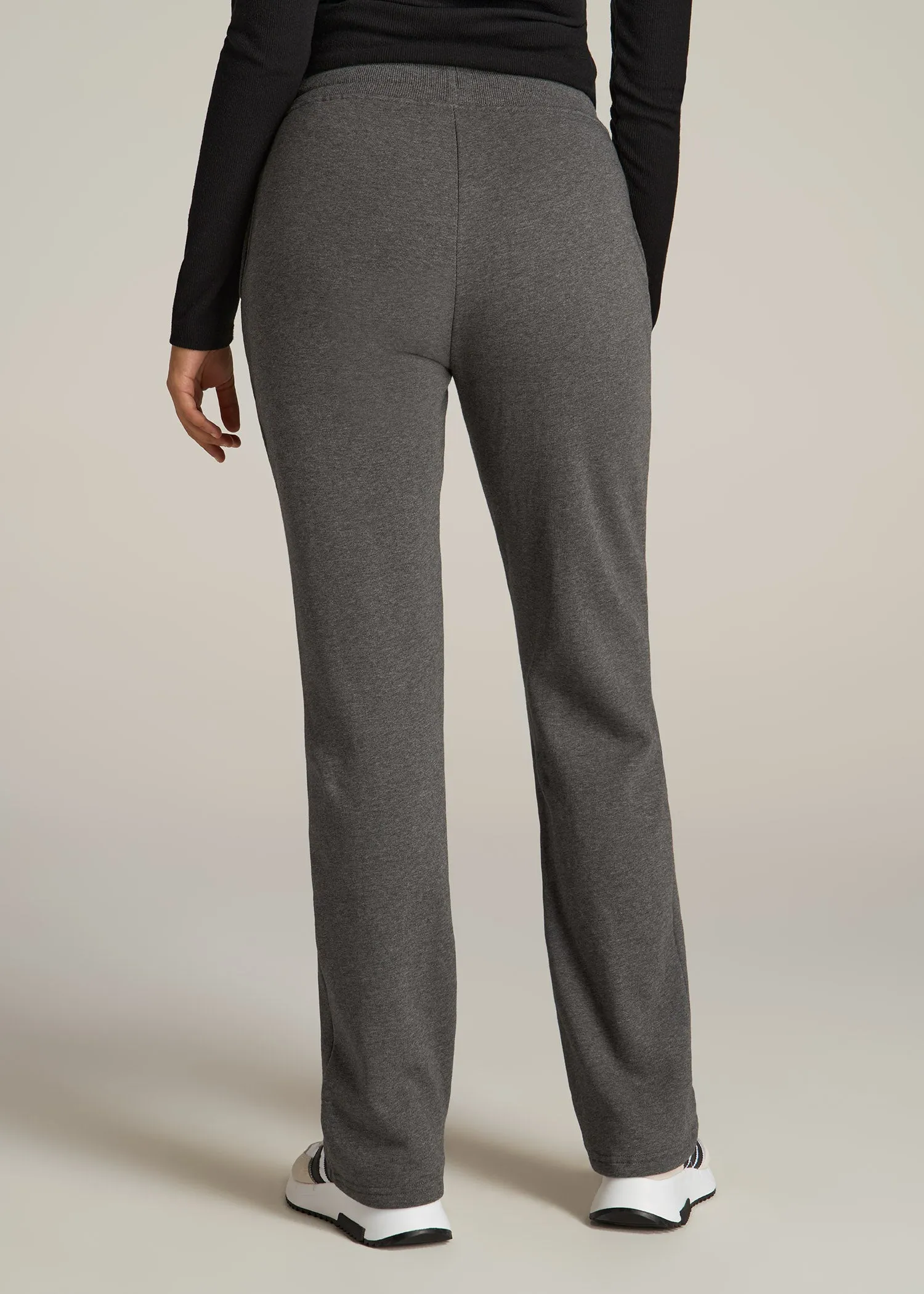 Wearever Fleece Open-Bottom Sweatpants for Tall Women in Charcoal Mix