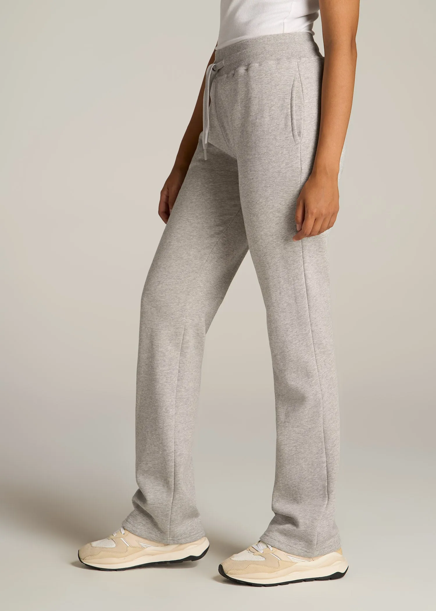 Wearever Fleece Open-Bottom Sweatpants for Tall Women in Grey Mix