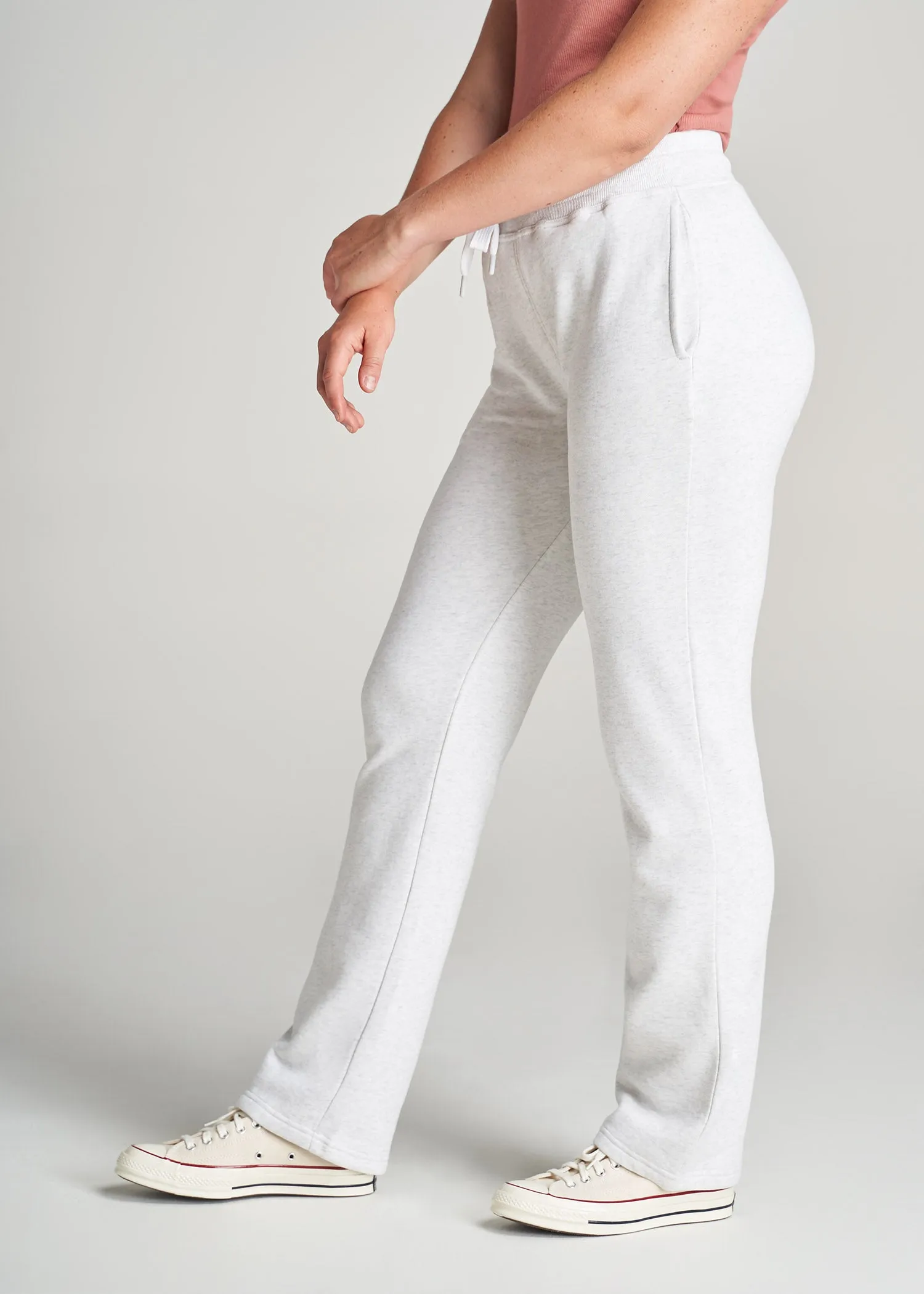 Wearever Fleece Open-Bottom Sweatpants for Tall Women in Heather Cloud White