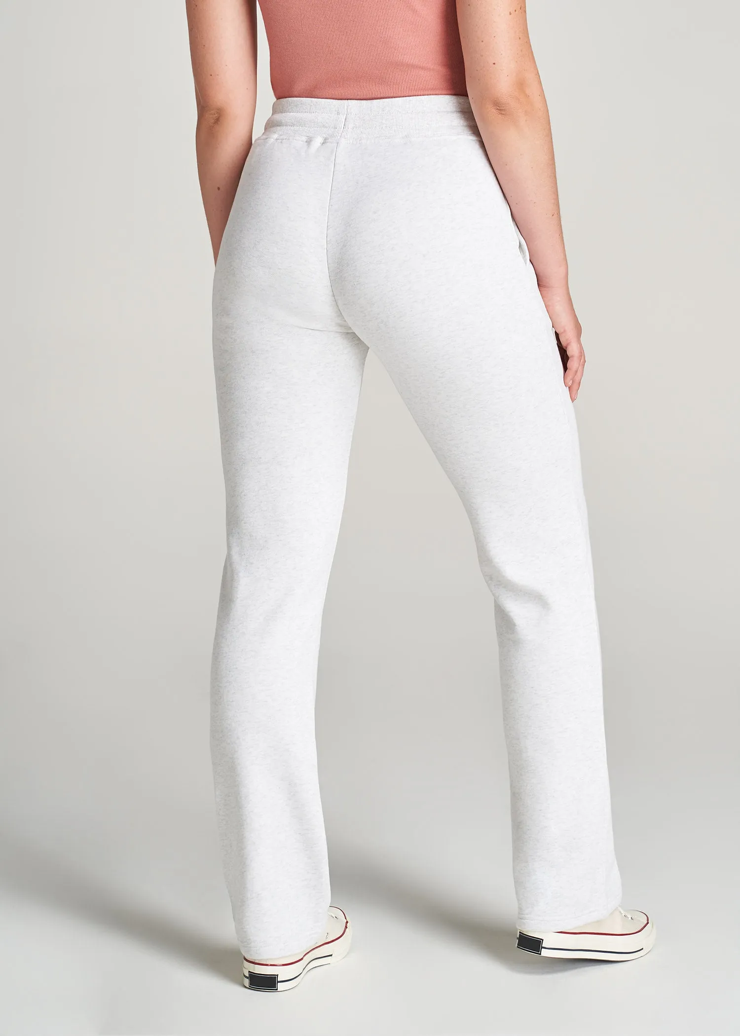 Wearever Fleece Open-Bottom Sweatpants for Tall Women in Heather Cloud White