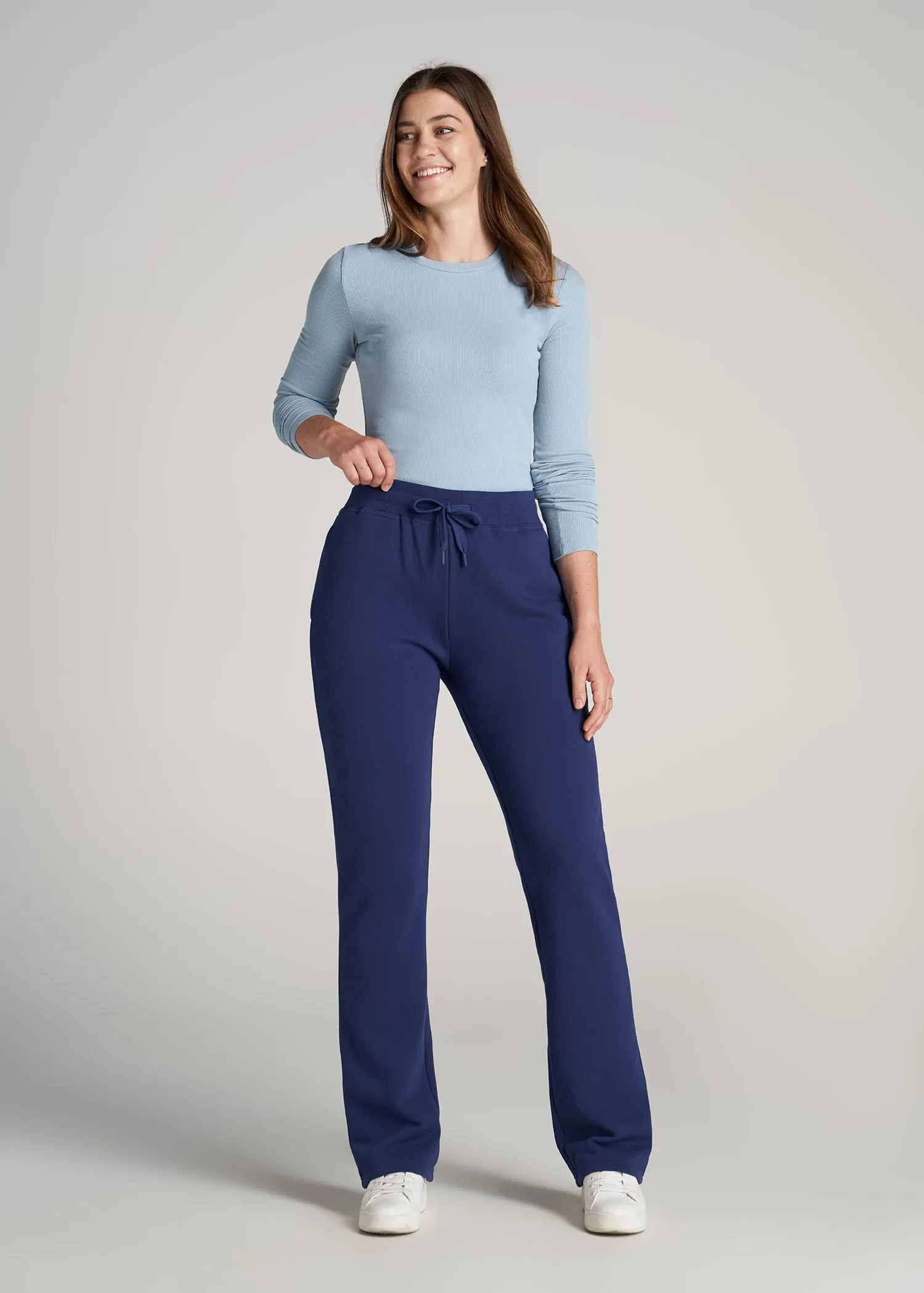 Wearever Fleece Open-Bottom Sweatpants for Tall Women in Midnight Blue