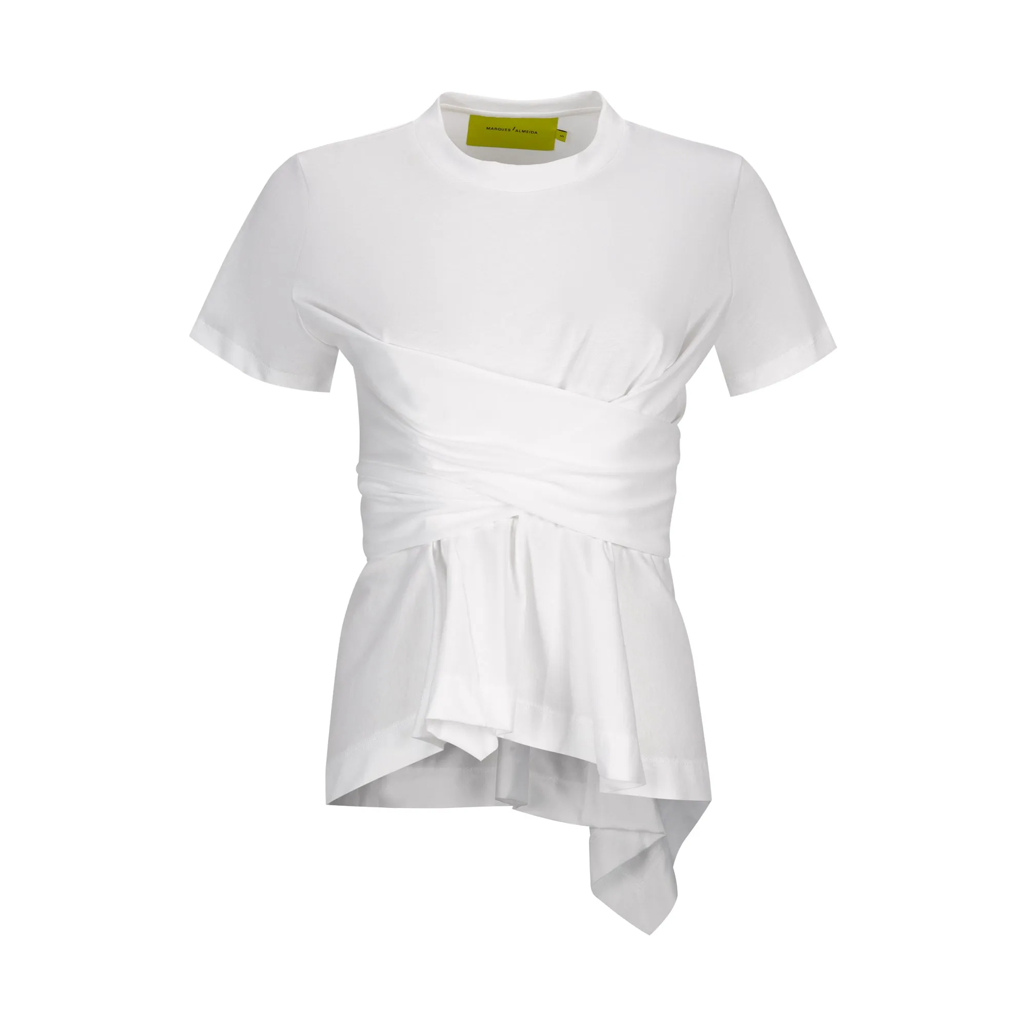 WHITE CROSS WAIST DRAPE T-SHIRT