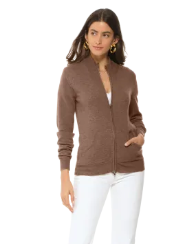 Women's Cashmere Zip Cardigan Brown