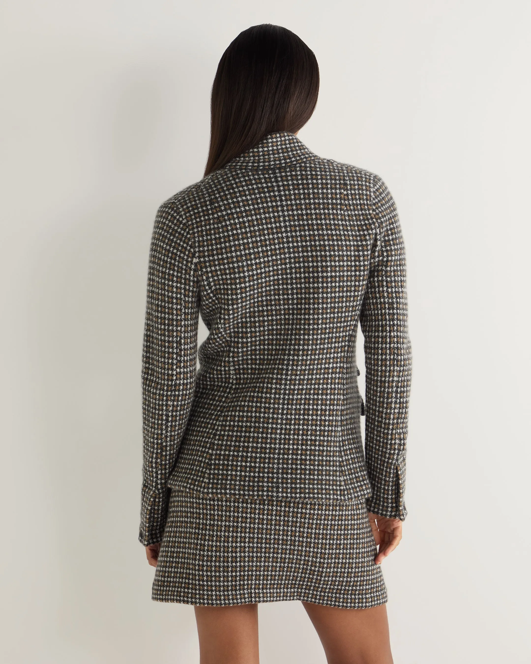 Women's Dogtooth Utility Cashmere Blazer Brown