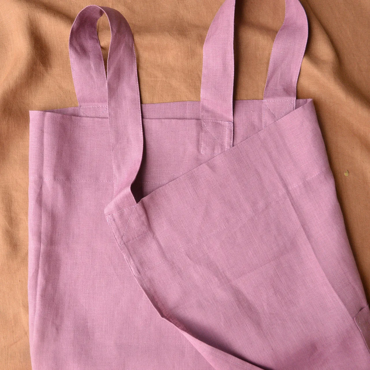 Women's Linen Square Cross Apron - Chelsea Pink